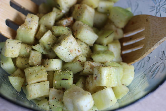 Seasoned eggplant cubes