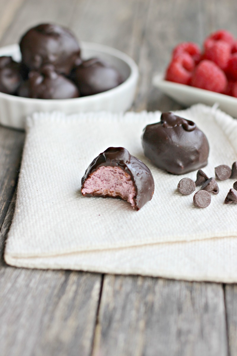 Raspberry coconut truffles