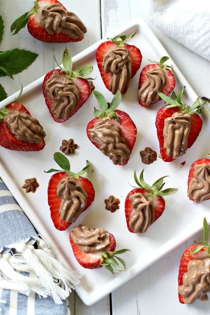 Chocolate Silk Pudding On Fresh Strawberry Halves