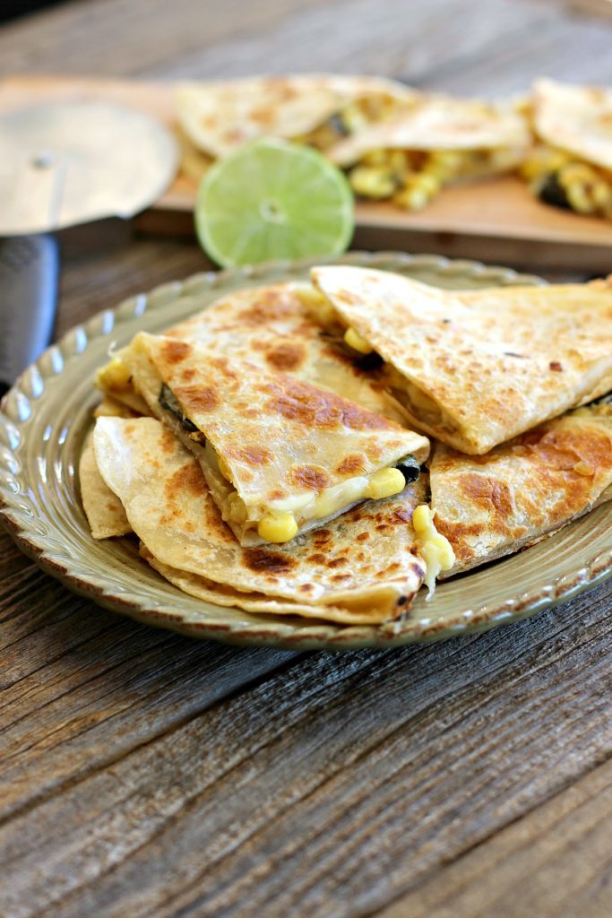 Roasted Poblano Chili Corn Quesadillas Vegelicious Kitchen